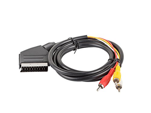 lanberg CA de eurc de 10cc de 0018 de BK Euroconector RCA 3 x Cable de Audio y vídeo, 1,8 m, Color Negro