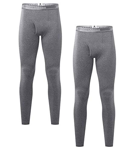 LAPASA Pantalón Térmico Pack de 2 Hombre Mid-Weight Ropa Interior de Invierno M56 (Gris Oscuro(Pantalón), XL (Detalle en descripción))