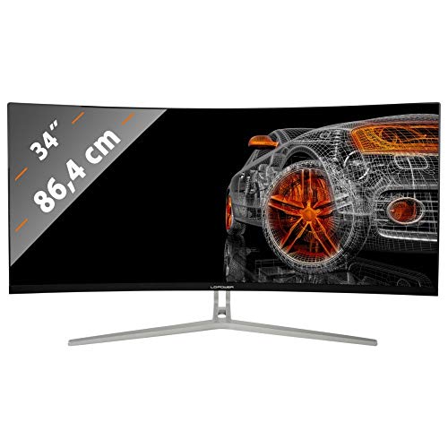 LC-Power LC-M34-UWQHD-100-C - Monitor para Videojuegos (34", Pantalla Curva Ultra WQHD, 16:9, 4 ms, VA, 1 HDMI, DP, DVI, AUX, 100 Hz), Color Negro y Blanco