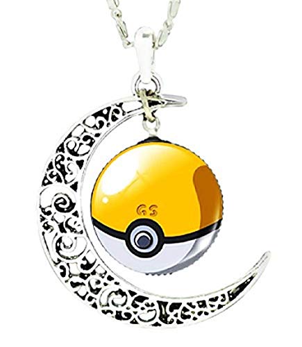 Legisdream Pokemon go Doble Luna Collar cabochon Poke Ball Pokeball Amarillo Blanco Pokemon go Pikachu Pokeball pokè