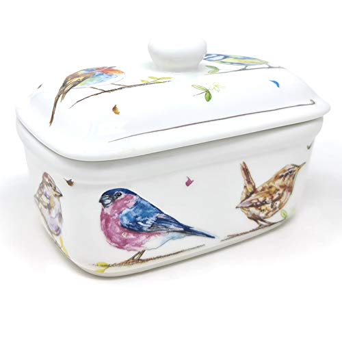 Leonardo Colección Campana Top Porcelana Fina Mantequera Country Life Pájaros Diseño