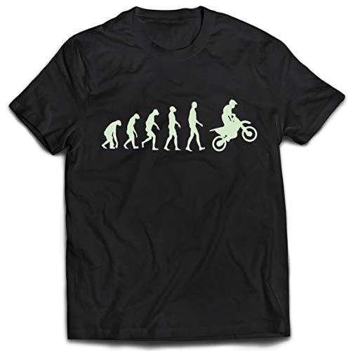 lepni.me Camisetas Hombre Evolución del Motocross Equipo de Moto Ropa de Carreras Todoterreno (Medium Negro Fluorescente)