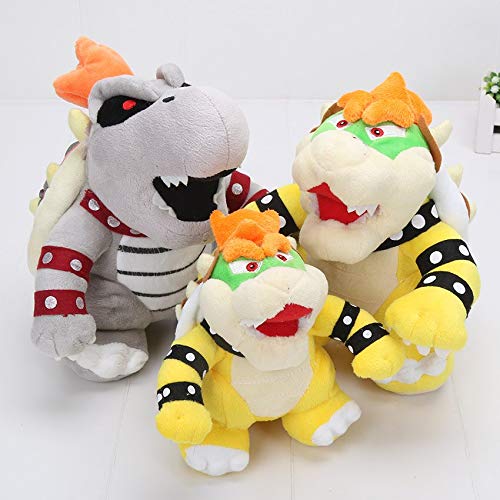 LIJIA Peluche Super Mary 3 unids/Lote Super Mario 3D Land Bone Kubah Dragón de Peluche de Juguete Reforzar Dibujos Animados de Felpa muñecos de Peluche Suaves Huesos Secos Bowser Koopa