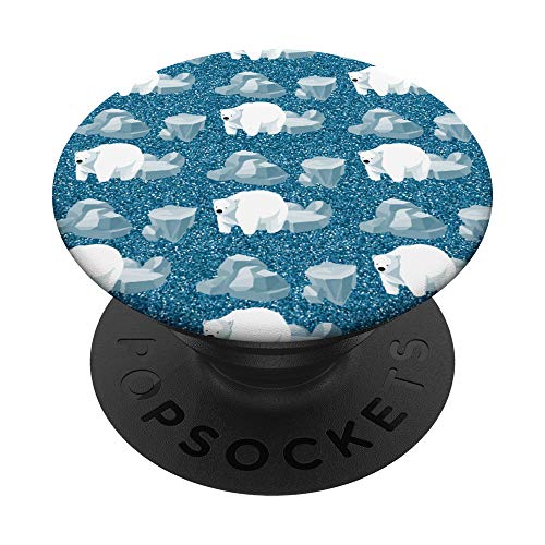 Lindo Oso Polar Blanco Norte Animal Salvaje Azul Frío PopSockets PopGrip: Agarre intercambiable para Teléfonos y Tabletas