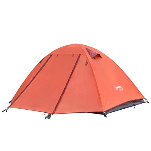 Linwei 2-3 People Camping Tent, Aluminum Poles Outdoor Travel Double Layer Waterproof Windproof Lightweight Backpacking Tent,Orange