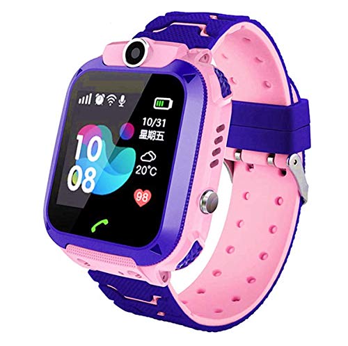 linyingdian Smartwatch Niños, Reloj Inteligente Niña IP67, LBS, Hacer Llamada, Chat de Voz, SOS, Modo de Clase, Cmara, Juegos, Regalo para Niños de 3-12 años, soporta 2G tarjetáas Micro SIM (Rosado)