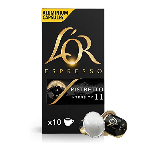 L'Or Espresso Café Ristretto Intensidad 11 - 100 cápsulas de aluminio compatibles con máquinas Nespresso (R)* (10 Paquetes de 10 cápsulas)