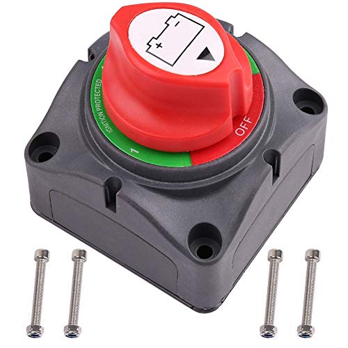 LotFancy Interruptor Aislador de Batería 4 en 1 Interruptor de Desconexión para Vehículos Náuticos RV ATV UTV, 6V 12V 24V 48V 60V Resistente e Impermeable 275/1250 Amperios (1-2-Both-OFF 4 en 1)