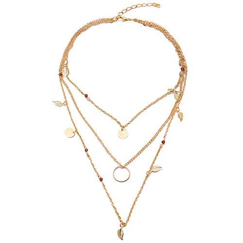 Lumanuby 1x Multicapa Collar de Borlas Colgante Collar Mujer Collar Mujer Oro Collar Cadena Ajustable Joyería Regalo