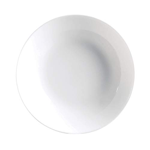 Luminarc Diwali Set 6 Platos Hondos sin ala de Vidrio Opal Extra Resistente 20cm, Blanco