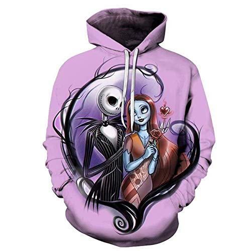 luozeshu Pesadilla Antes de Navidad Sudaderas con Capucha Sudaderas con Rayas Jack Sally Skellington 3D Impreso Moda Cool Pullover Blusa Unisex