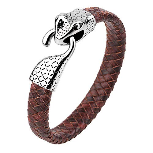 LXDDJsl - Pulsera de Serpiente de Acero Inoxidable con Personalidad, Pulseras Tejidas para Hombre, joyería de Amor, Regalo de Amor, catenaria, Punk, Rock, Motero, Correa Ancha