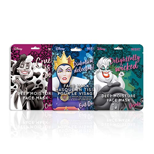 Mad Beauty PAMMB001 Mascarilla Facial con Licencia Disney Villanas, 3 unidades