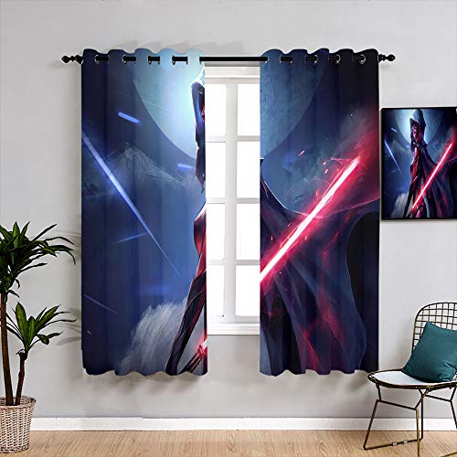 Matt Flowe Femenino darth maul - Cortinas de oscurecimiento con aislamiento térmico personalizado Chid Cortinas de ventana de tela para niños niñas habitación de 84 x 84