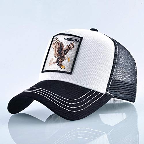 MAWA Moda Animal Bordado Gorra de béisbol Hombres Mujeres Hip-Hop Sombrero Verano Malla Transpirable Sol Unisex Streetwear Hueso - águila Blanca