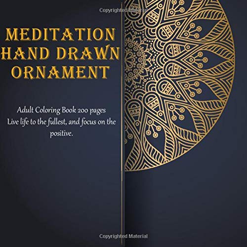 Meditation Hand Drawn Ornament Adult Coloring Book 200 pages - Live life to the fullest, and focus on the positive. (Mandala)