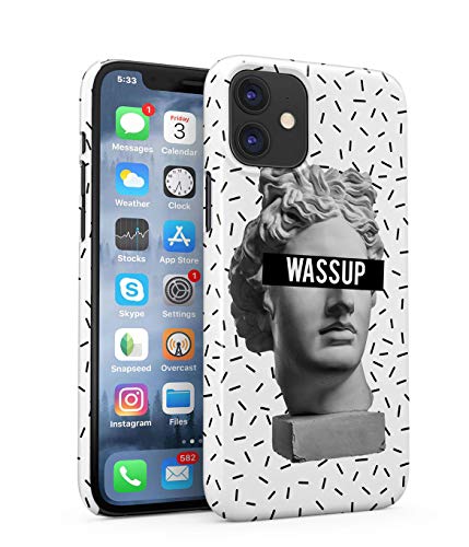 MerchCandy Funda Protectora de Plástico Duro para iPhone 11 Wassup Escultura Sarcasmo Arte Citar Ancient Sculpture Vintage Sculpture Head Art Aesthetic Poet Poem Renaissance Funda Delgada y Ligera