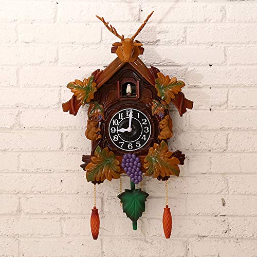 MILECN Reloj de Cuco - Cabeza de los Ciervos de Pared Decorativos Clock- Reloj Antiguo de Cuarzo péndulo del Reloj de Pared Decoración para el Hogar - 41cm,A