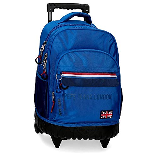 Mochila con ruedas Pepe Jeans Overlap 2R, Azul, 33x44x21 cm