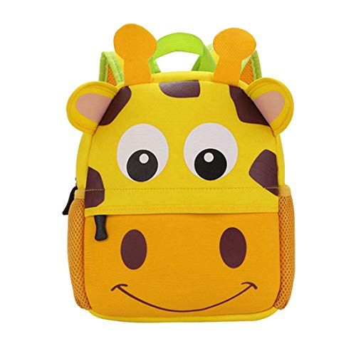 Mochila Infantil para Niños Primaria Pequeña Guardería Mochila Preescolar para Niños de 2-5 Años Dibujo de Animal Lindo (Jirafa, 26 * 10 * 32CM)