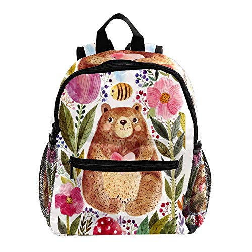 Mochilas Infantiles Tarjeta Dibujada Mano Amor Oso Linda Mochila para niños, Mini Gracioso Bolsa para la Escuela 25.4x10x30 CM