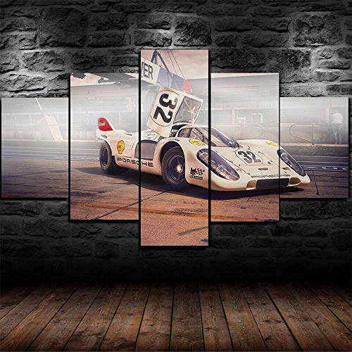 MSKJFD Cuadros Decor Salon Modernos 5 Piezas Lienzo Grandes XXL Murales Pared Hogar Pasillo Decor Arte Pared Abstracto HD Impresión Foto Regalo Póster 1970 917K Supercar