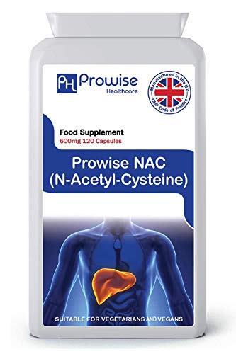 NAC N-Acetil-Cisteína 600 mg 120 cápsulas - Fabricado en el Reino Unido | Estándares GMP de Prowise Healthcare | Apto para vegetarianos y veganos.