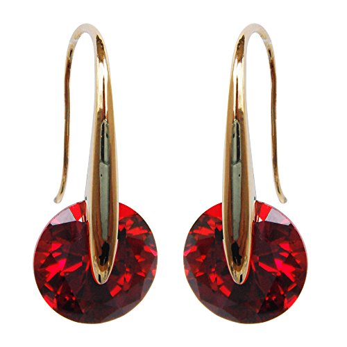 Navachi Metal chapado en oro de 18 quilates redonda Red Cubic Zirconia