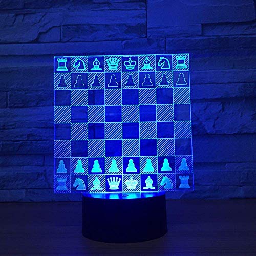 NHLBD Haili Luces Decorativas/Luz de la Noche Tabla del Tacto lámparas de Escritorio 7 Cambio de Color de Las Luces a Distancia Control de los niños Owl (Color : Chess Board)