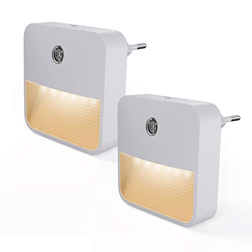 NICREW Luz Nocturna (2 Pack), Luz Quitamiedos Infantil, Luz de Noche con Sensor de Luz, Luz Ideal Para Dormitorio, Sala de Estar, Pasillo, Cuarto Infantil