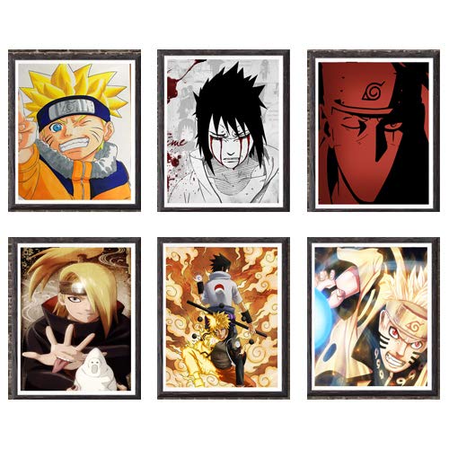 Ninja Shippuuden Naruto Uzumaki Kakashi Deidara Boruto - Póster de anime (20 x 10 cm), diseño original, juego de 6 unidades, sin marco