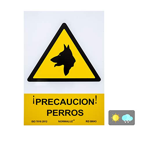 Normaluz RD30043 - Señal ¡Precaución! Perros PVC Glasspack 0,7 mm 21x30 cm