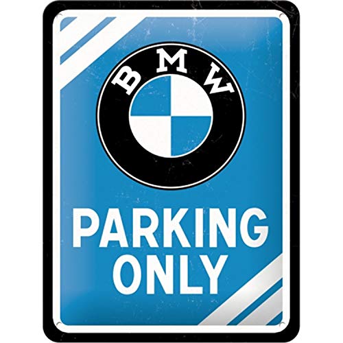 Nostalgic-Art PO26177 BMW Parking Only – Idea de Regalo para los Fans de los Accesorios de Coches, Diseño Vintage, 15 x 20 cm