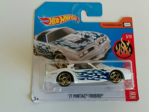 Nuevo Hot Wheels 2017 – 77 Pontiac Firebird – HW Flames Blanco/Azul 132/365 (tarjeta corta)