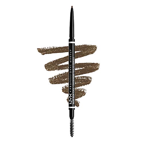 NYX Professional Makeup Lápiz de cejas Micro Brow Pencil, Dos lados: lápiz de cejas mecánico y cepillo espiral, Fórmula vegana, Tono: Ash Brown
