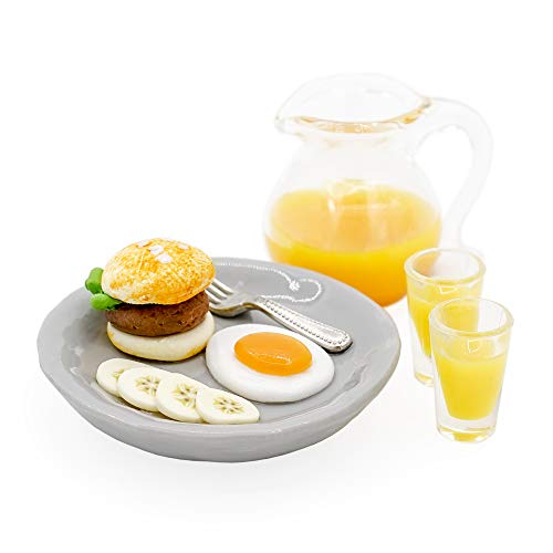 Odoria 1/12 Miniatura Brunch y Jarra de Zumo de Naranja con 2Pz Vaso Cocina Accesorio para Casa de Muñecas