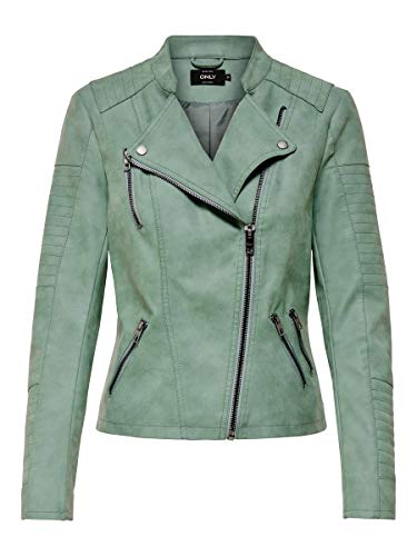 Only ONLAVA Faux Leather Biker OTW Noos Chaqueta, Grün (Chinois Green Chinois Green), 38 EU para Mujer