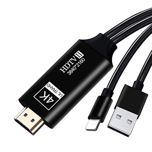 Ozvavzk Teléfono a HDMI Adaptador,Flash Phone a HDMI Cable Adaptador 4K@30HZ AV Digital HDTV Adaptador para i-os{Versión Mejorada}