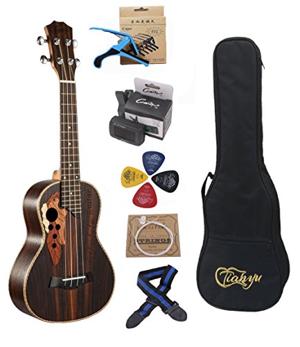 Paisen 23 pulgadas Ukelele Hawaiano de madera palosanto profesional con afinador cejilla Correa ukeleles Funda de transporte Aquila cuerda de ukeleles púa enviar un conjunto completo de accesorios