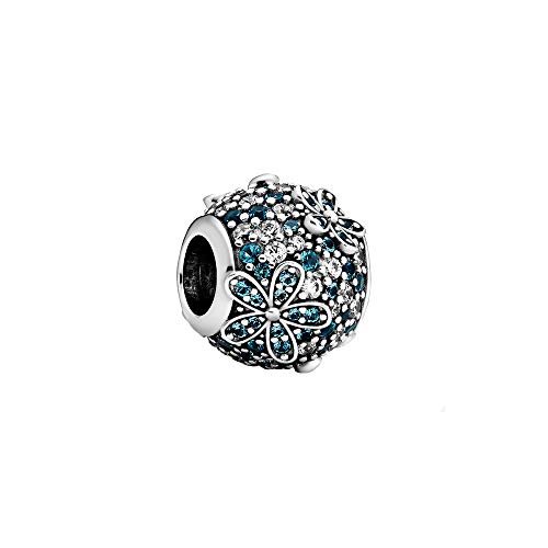 Pandora Aquamarin Pavé - Colgante de margarita, 1,2 cm, color turquesa