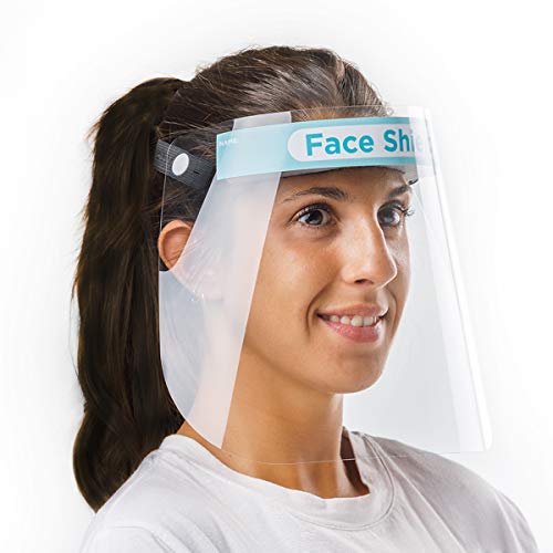 Pantalla Protección Facial Sonaprotec - Protector Facial Antivaho. Talla Niños y Adultos. Visera Protectora para la Cara Face Shield Fabricadas en España - Talla Mediana - Pack 4