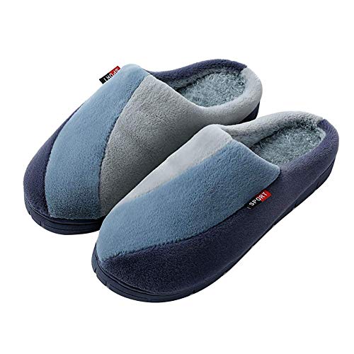 Pantuflas de felpa de algodón para hombres, pantuflas de espuma viscoelástica cálidas, otoño invierno, zapatos para adultos, pantuflas antideslizantes,zapatos de interior al aire libre, caqui, 42/43