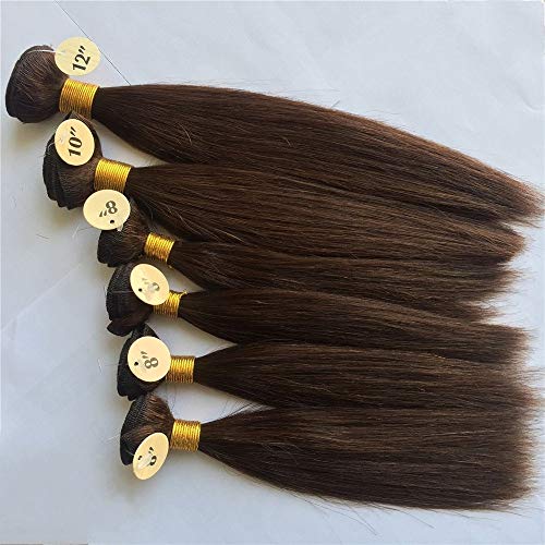 Paquetes de Cabello Brasileño 6pcs/Lot Extensiones de Cabello Virgen Humana Total 200g, 8"x4pcs, 10" x1pc,12"x1pc Sedoso Pelo de Trama Recta En Stock Doble Dibujado