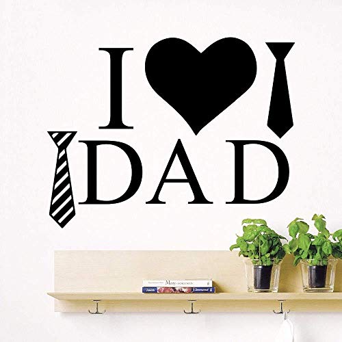 Pegatinas de pared de vinilo Zykang Quotes removibles Pegatinas de pared I Love Dad Love Heart and Tie Decoración del hogar Pegatinas de pared-42X33Cm_622 Negro