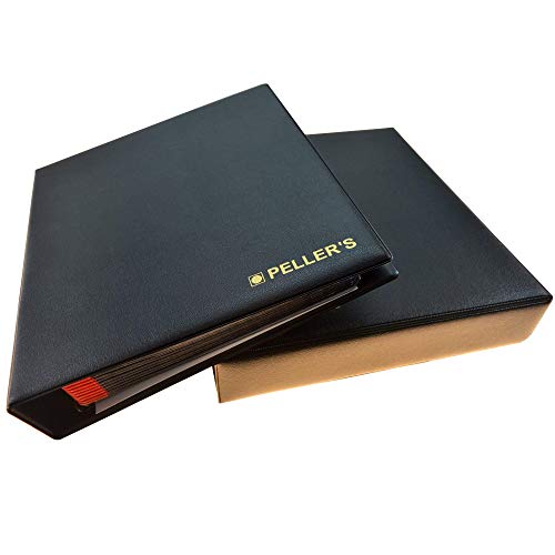 PELLER'S AM350C Álbum de colección 350 Monedas 23mm de diámetro, 10 Fundas y cartulinas separadoras. para Peniques, centavos y Otros pequeños, Negro, Modelo M con Cajetin