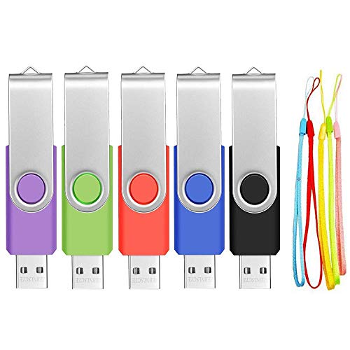 PenDrives 32GB 5 Piezas Práctico Memorias USB - Giratoria Pen Drive 32 GB Kit 5 Unidades Portátil y Económico Unidad Flash USB 2.0 - Almacenamiento de Dato Multicolor Llave USB con Cuerda by FEBNISCTE