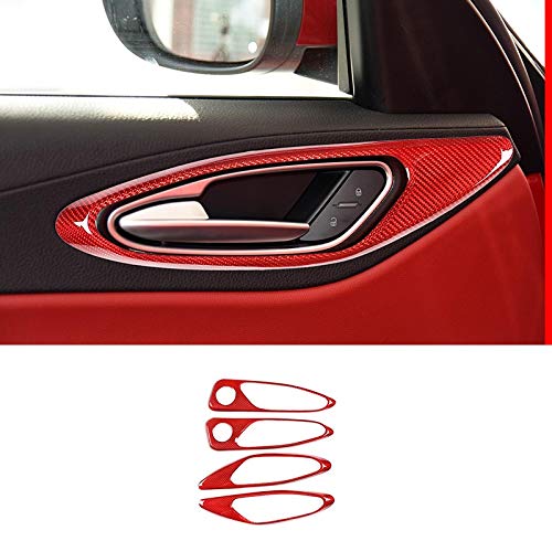 Piezas de coches Para Alfa Para Romeo Para Giulia Para Stelvio Car Central Gear Panel Cover Puerta Ventana Levantamiento Etiqueta Ajuste Fibra Carbono Roja Decoración ( Color : I Only For Giulia10 )