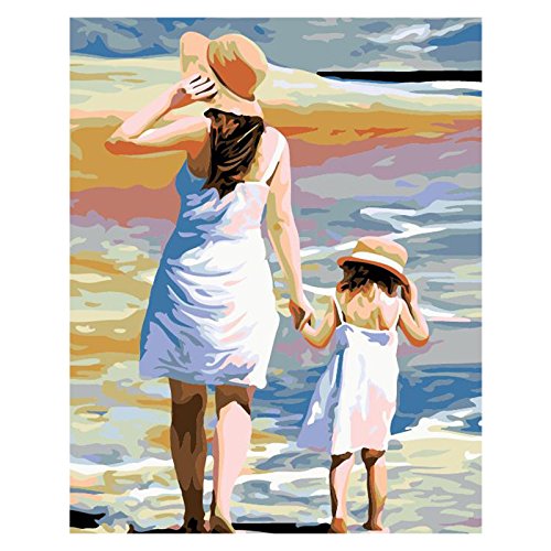 Pintar por números para niños adultos kit de pintura al óleo DIY Principiante - Madre e hija de la mano 406