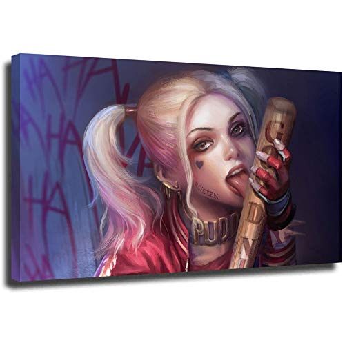 Pintura abstracta moderna al óleo de Harley Quinn Queen, impresiones en lienzo Giclée para decoración del hogar, 61 x 45 cm