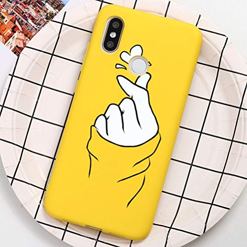 Pnakqil Funda Xiaomi Redmi Note 7 Silicona con Dibujos Suave Carcasa Color Ultra Slim Ligero Gel TPU Soft Piel Case Antigolpes Goma Protectora Caso Cover para Xiaomi Redmi Note7, Amor 02 - Amarillo